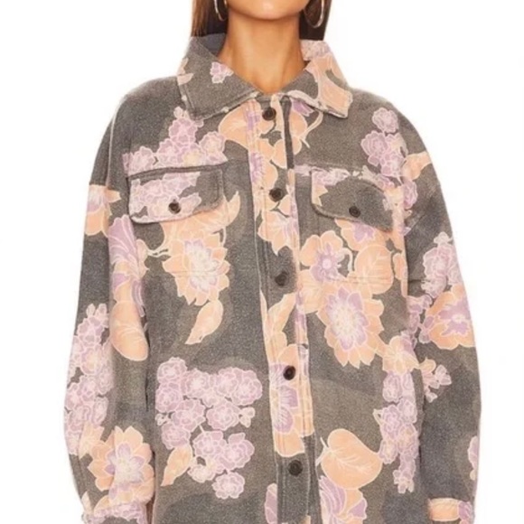 NEW NWT Free People Printed Floral Ruby Jacket Sweatshirt Cardigan Small - Picture 1 of 10